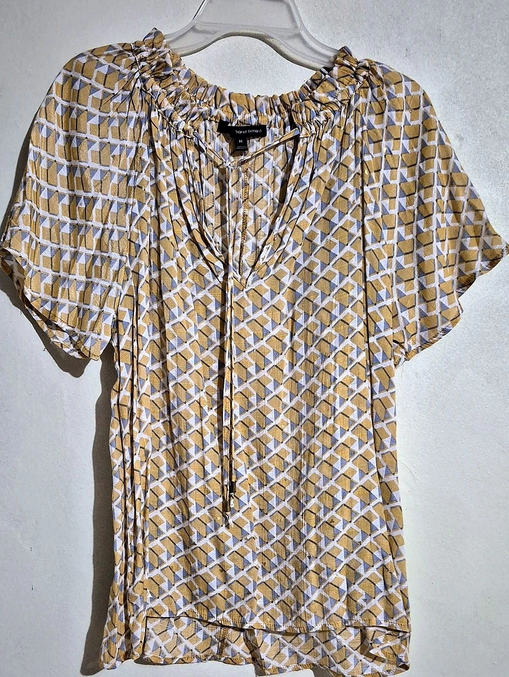 harve benard Geometric Blouse in Yellow & Blue Size Medium Like New